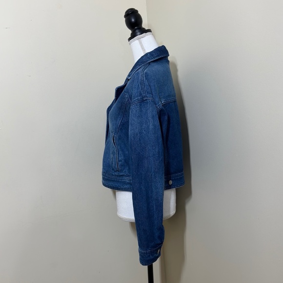 Free People || We the free Now or Never Dark Wash Cropped Denim Jacket Sz Small - Picture 3 of 13